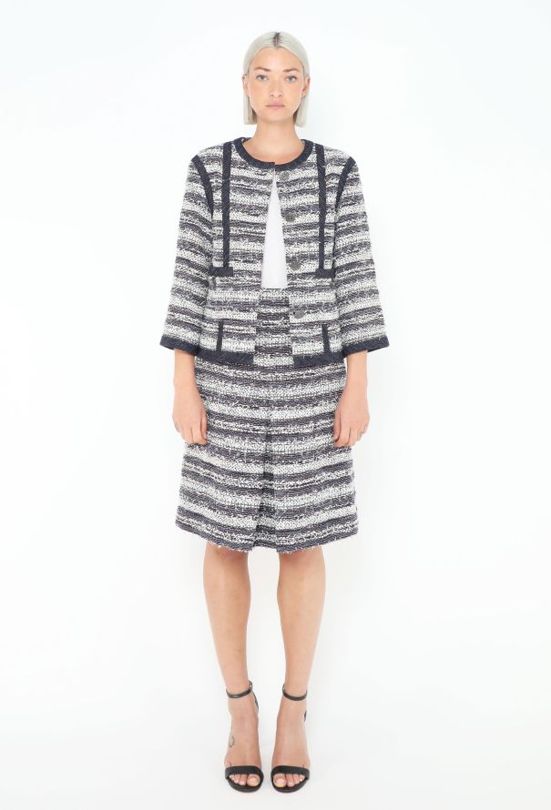 Chanel Striped Tweed Skirt Ensemble - 5 Chanel Striped Tweed Skirt Ensemble - 5