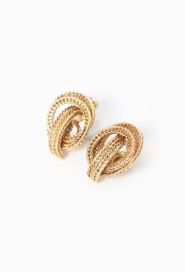 Vintage Fine Jewelry 18k Yellow Gold Braided Clip Earrings - 3 Vintage Fine Jewelry 18k Yellow Gold Braided Clip Earrings - 3