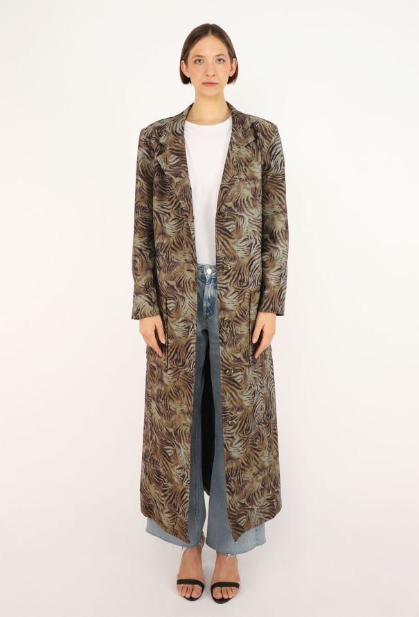 Chloé Tiger Printed Gabardine Trench, 1980s - 1