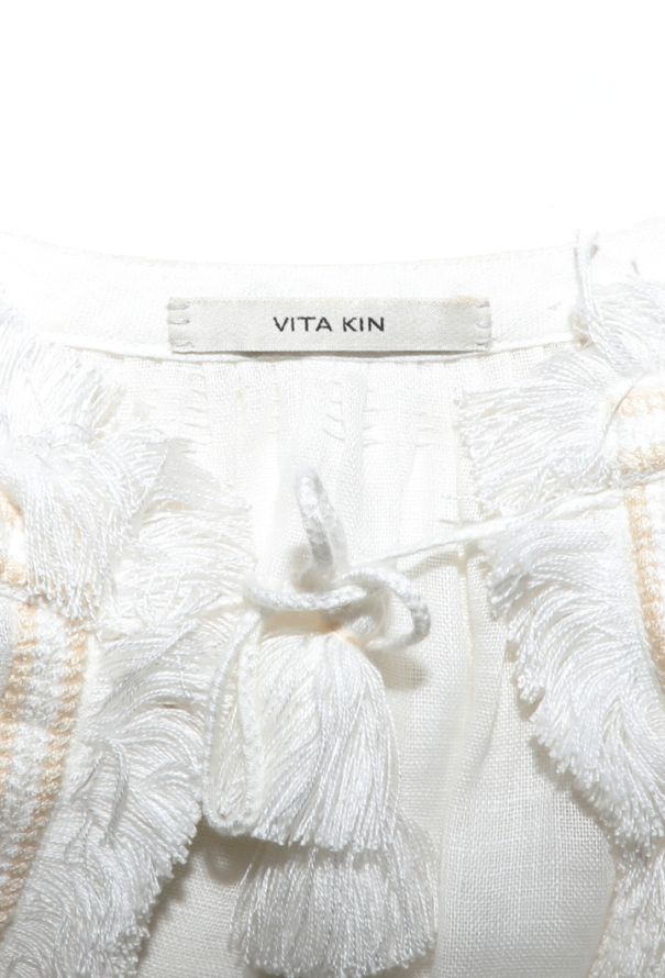 Vita Kin Embroidered Linen Tassel Top - 7
