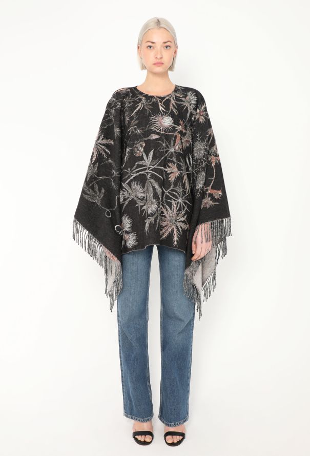 Dior Fringed Floral Angora Poncho - 2 Dior Fringed Floral Angora Poncho - 2