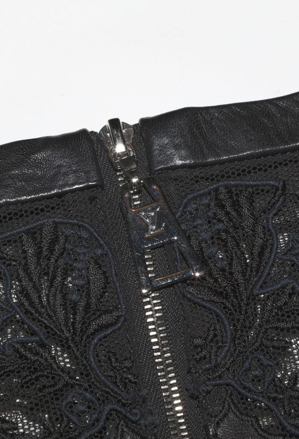 Louis Vuitton Embroidered Lambskin Lace Skirt - 6
