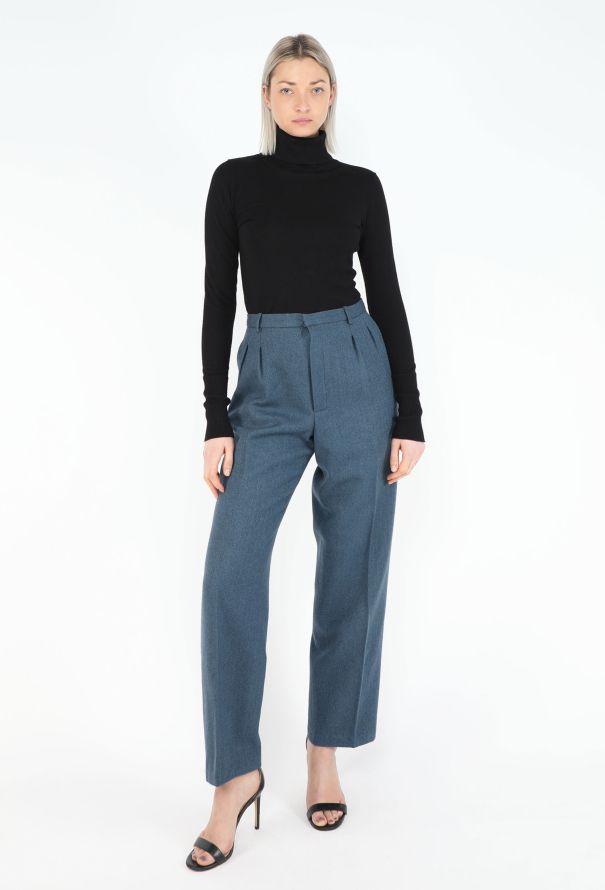 Saint Laurent '80s Herringbone Pleated Trousers - 2