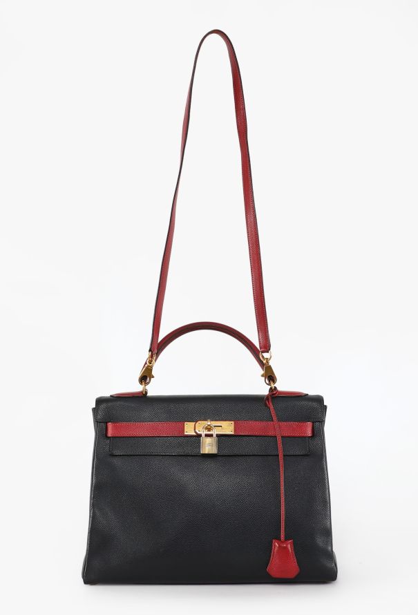 Hermès Rouge H & Navy Courchevel Kelly Retourné 32 - 2