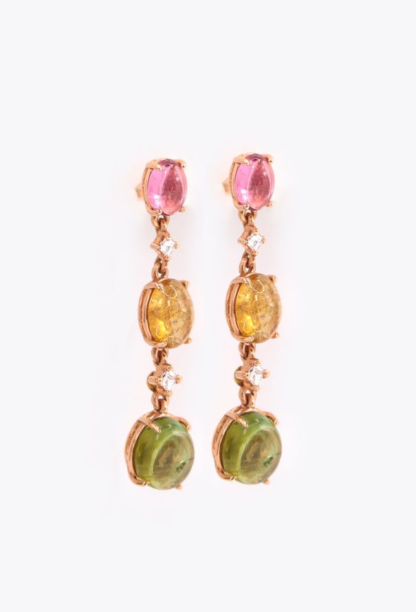 Modern Fine Jewelry 18k Rose Gold, Diamond & Tourmaline Earrings - 3 Modern Fine Jewelry 18k Rose Gold, Diamond & Tourmaline Earrings - 3