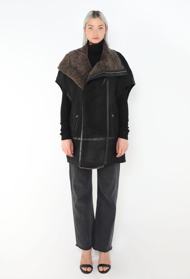 Rick Owens Oversized Shearling-Lined Biker Vest - 3