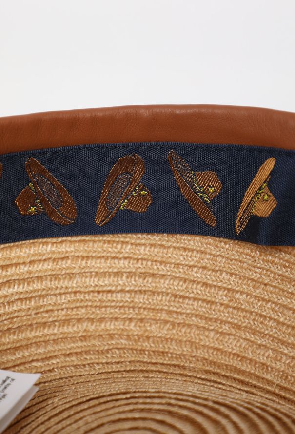 Hermès Leather Trim Straw Cap - 8