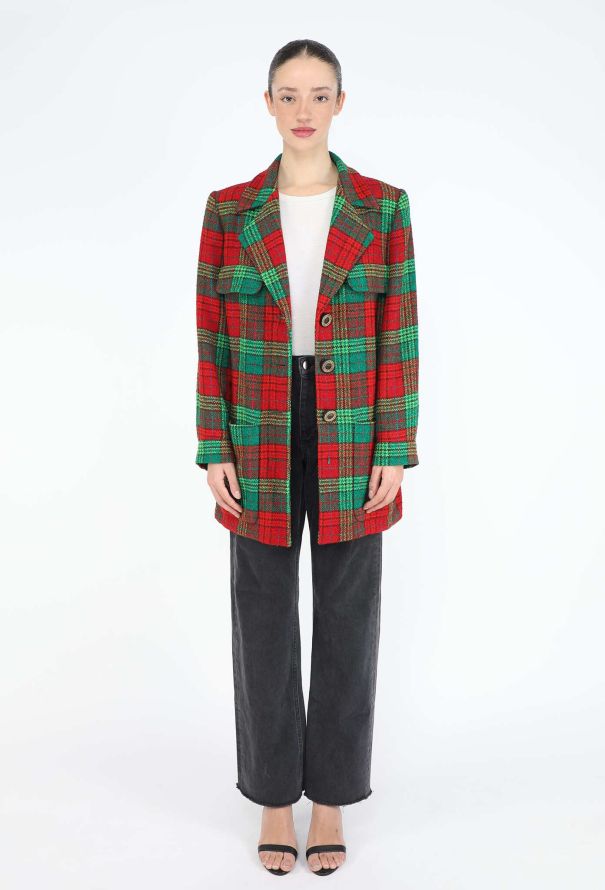 Saint Laurent F/W 1996 Tartan Belted Blazer - 5