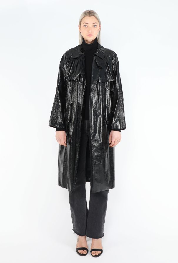 Saint Laurent Vinyl Belted Trench Coat - 4