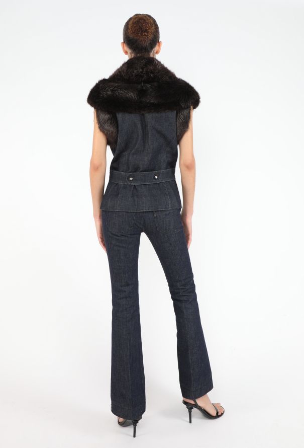 Balenciaga RARE F/W 2005 Fur Trim Denim Ensemble - 8