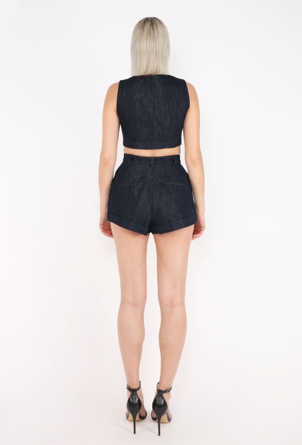 Alaïa Iridescent Denim Shorts Ensemble - 5