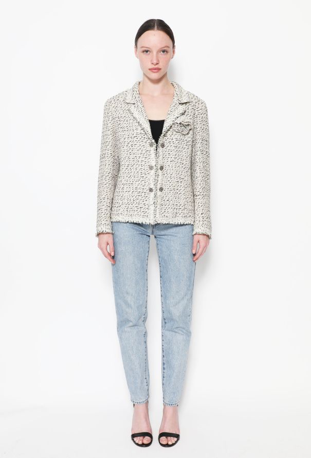 Chanel 2004 Fringe Tweed Camélia Jacket - 3