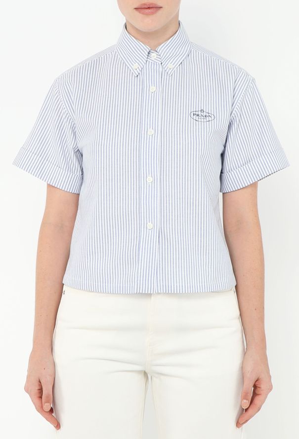 Prada 2022 Pinstripe Emblem Shirt - 1