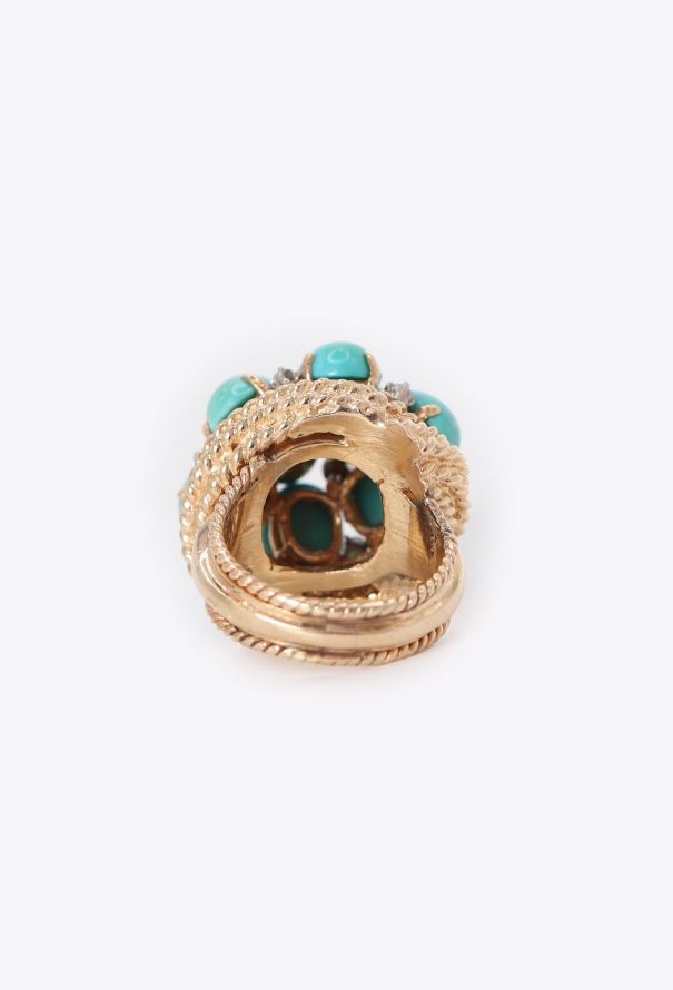 Vintage Fine Jewelry 14k Yellow Gold, Diamond & Turquoise Ring - 5 Vintage Fine Jewelry 14k Yellow Gold, Diamond & Turquoise Ring - 5