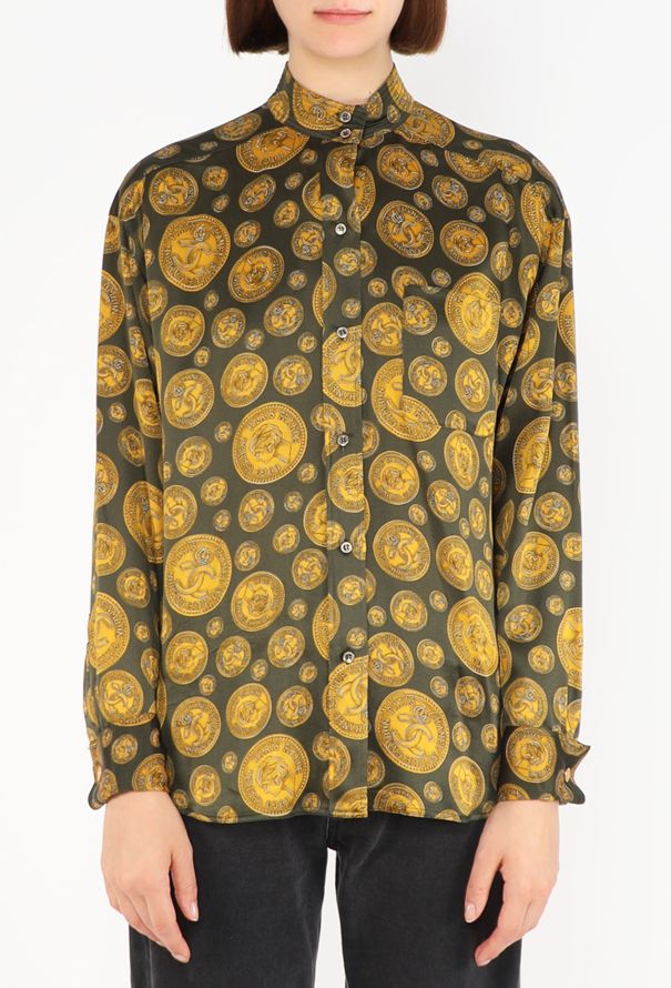 Chanel Coin Print Silk Blouse, 1980s - 1