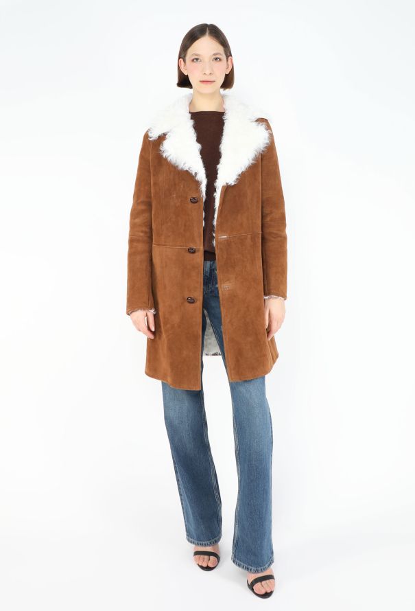 Saint Laurent 2017 Shearling-Lined Suede Coat - 5