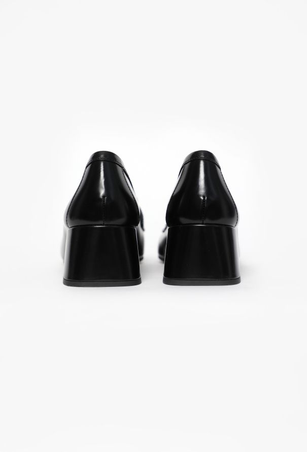 Prada Brushed Leather Loafer Pumps - 4