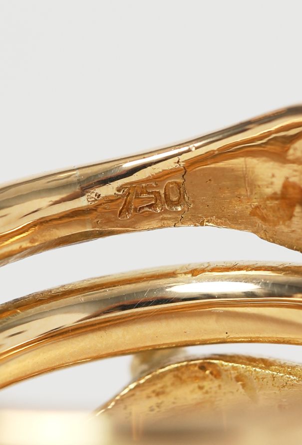 Vintage Fine Jewelry 18k Yellow Gold, Emerald & Ruby Snake Ring - 6