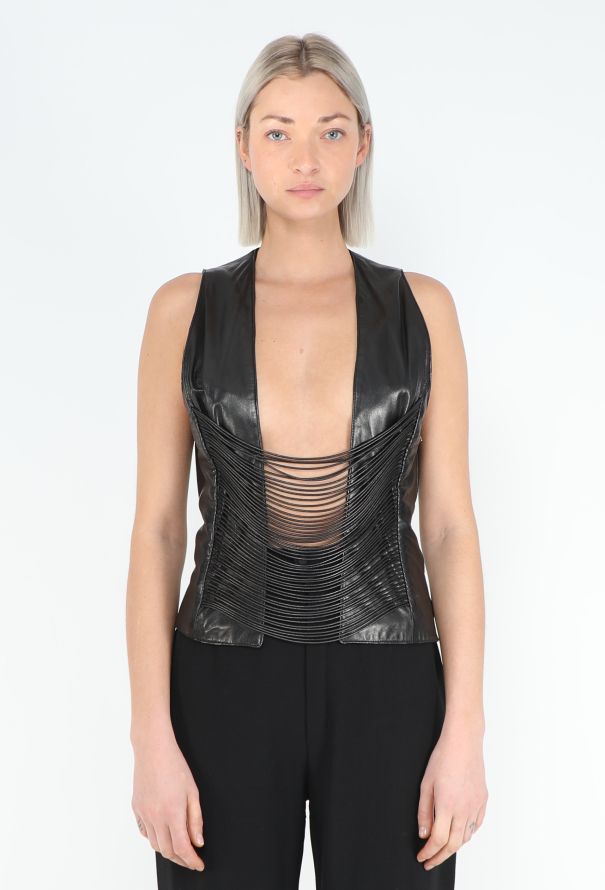 Helmut Lang ULTRA RARE F/W 1992 Leather Cord Vest - 4