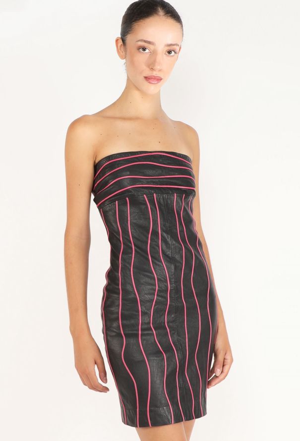 Mario Valentino Leather Strapless Dress, 1990s - 1