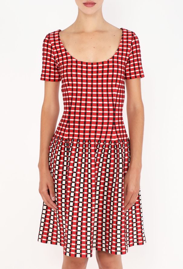 Prada Checkered Bodycon Skater Dress - 2