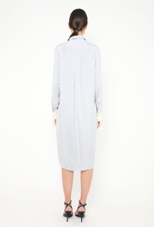 Loewe Fringed Cuff Silk Shirt Dress - 4 Loewe Fringed Cuff Silk Shirt Dress - 4
