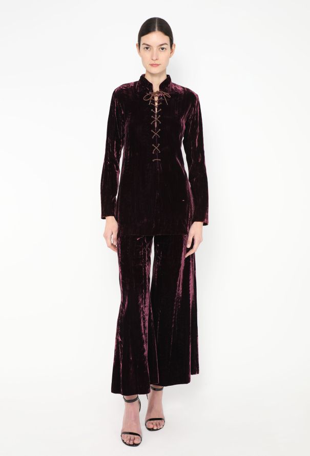 Saint Laurent RARE 1969 Crushed Velvet Safari Ensemble - 1