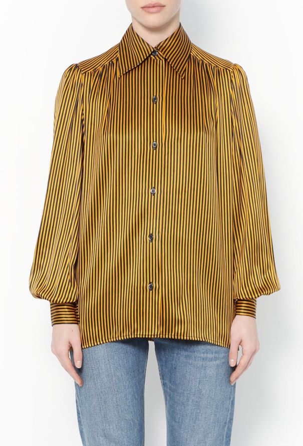 Saint Laurent Vintage Striped Silk Blouse - 1