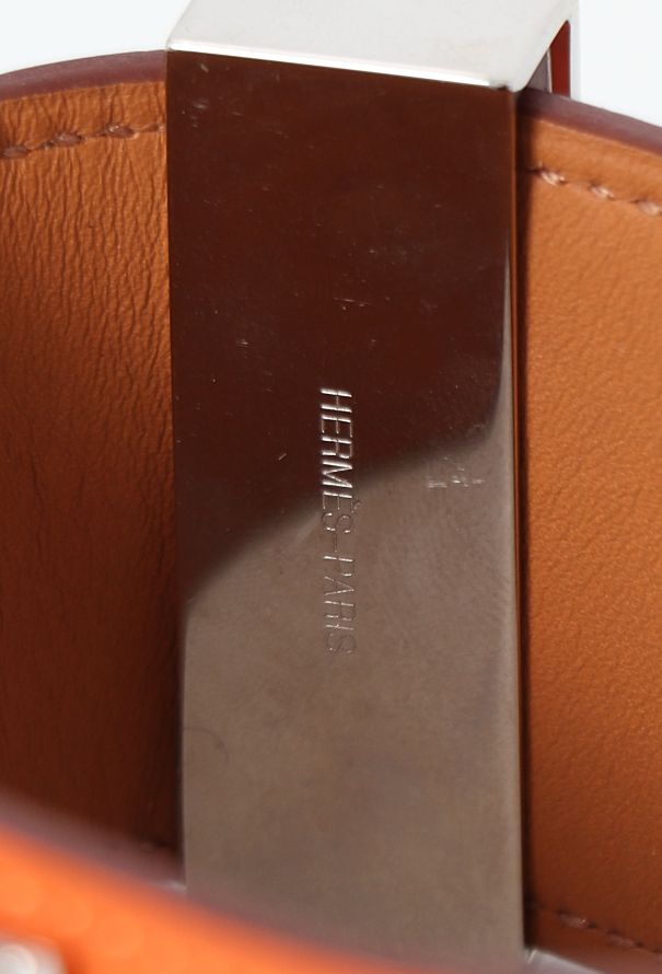 Hermès Courchevel Orange H Médor Cuff - 5 Hermès Courchevel Orange H Médor Cuff - 5