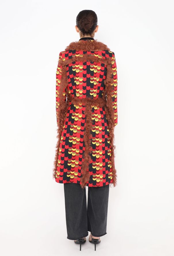 Prada F/W 2014 Graphic Shearling Trim Coat - 5