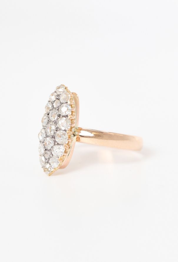 Vintage Fine Jewelry Antique 18k Rose Gold & Diamond Marquise Ring - 3 Vintage Fine Jewelry Antique 18k Rose Gold & Diamond Marquise Ring - 3
