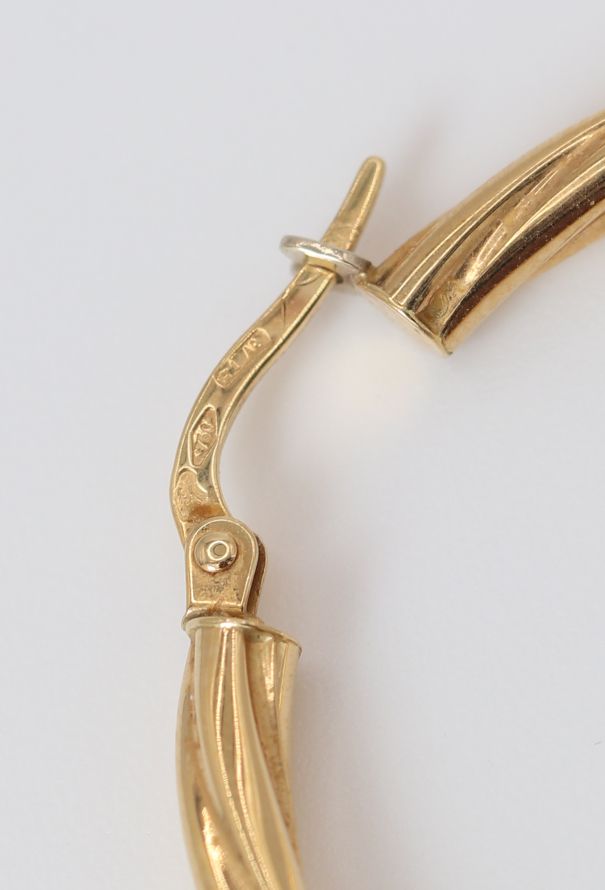 Vintage Fine Jewelry 18k Yellow Gold Twisted Hoop Earrings - 5