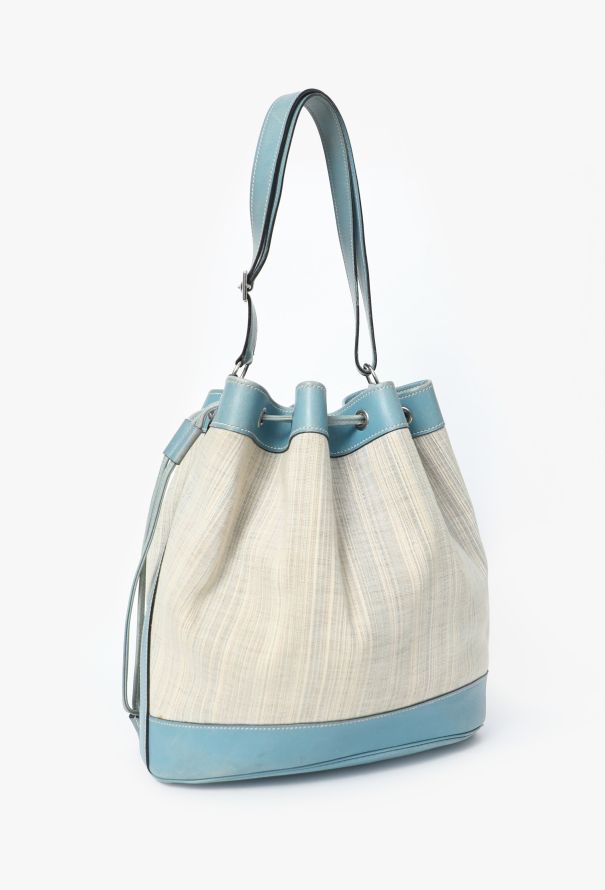 Hermès '90s Toile Rayée & Bleu Jean Box Market Bag GM - 2