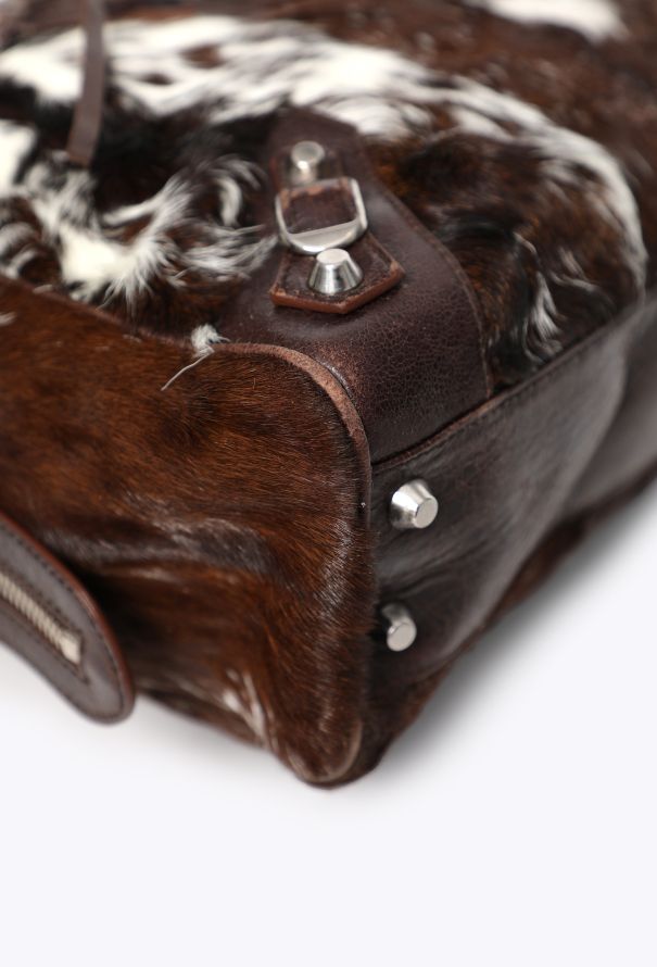 Balenciaga Motocross Pony Hair Bowling Bag - 9