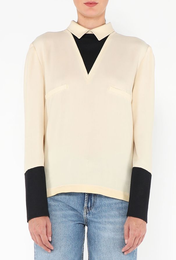 Valentino Vintage Bicolor Crêpe Blouse - 1