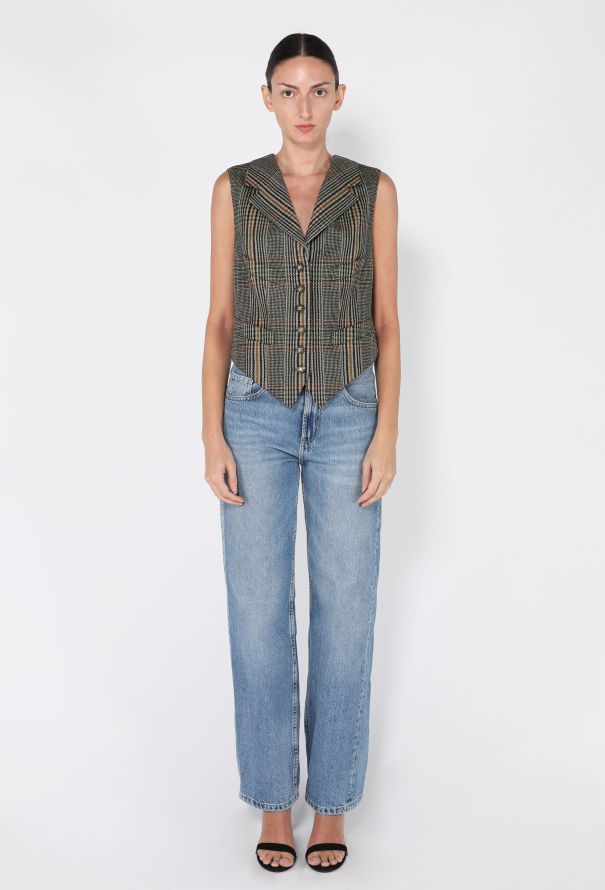 Chanel Plaid Wool & Quilted Suede Vest, 1994 - 2