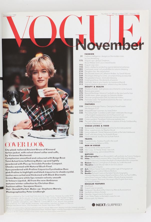 VOGUE UK November 1989 Peter Lindbergh Cover Issue - 3 VOGUE UK November 1989 Peter Lindbergh Cover Issue - 3