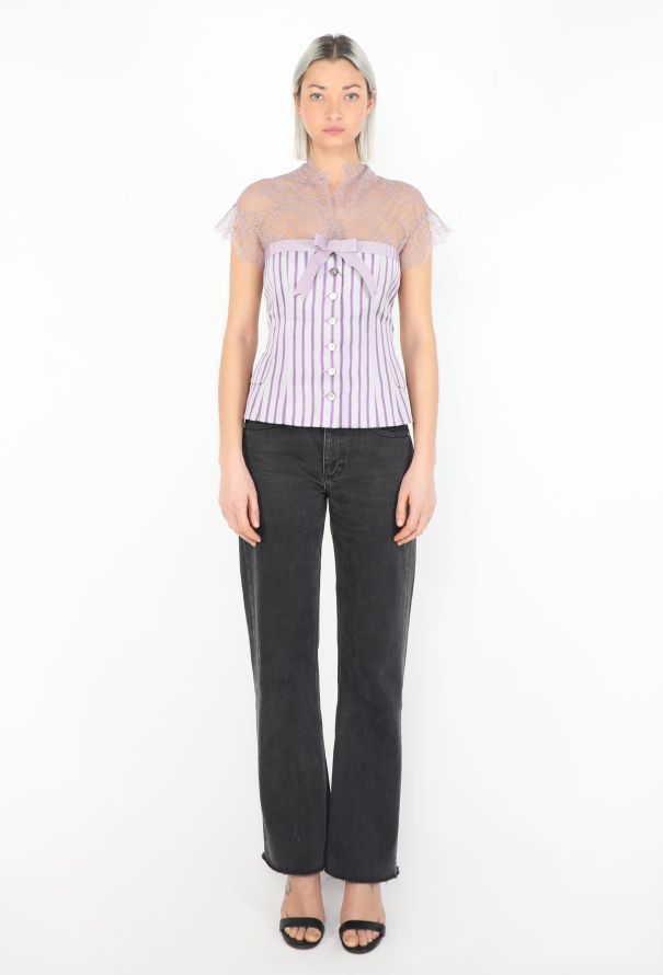 Alexander McQueen 2005 Striped Chantilly Blouse - 3