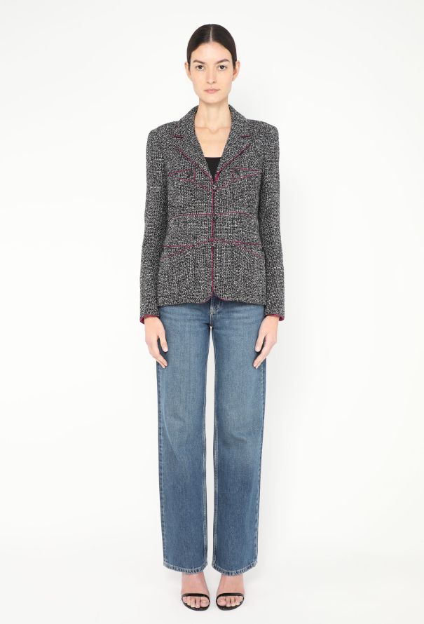 Chanel Silk Trim Tweed 'CC' Jacket - 2 Chanel Silk Trim Tweed 'CC' Jacket - 2