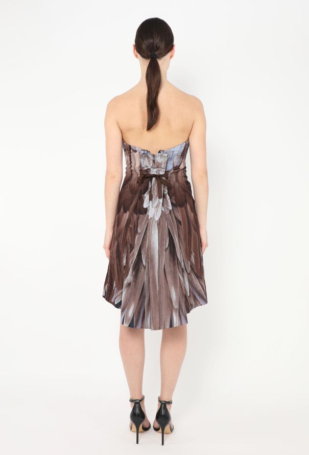 Prada S/S 2005 Feather Print Silk Dress - 5
