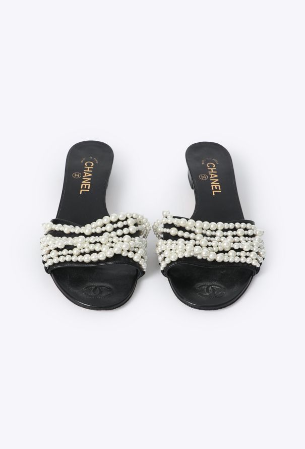 Chanel 2022 Pearl Embellished 'CC' Mules - 2