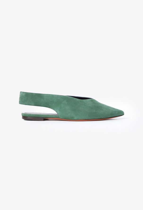 Céline Pointed Suede Slingback Flats - 1