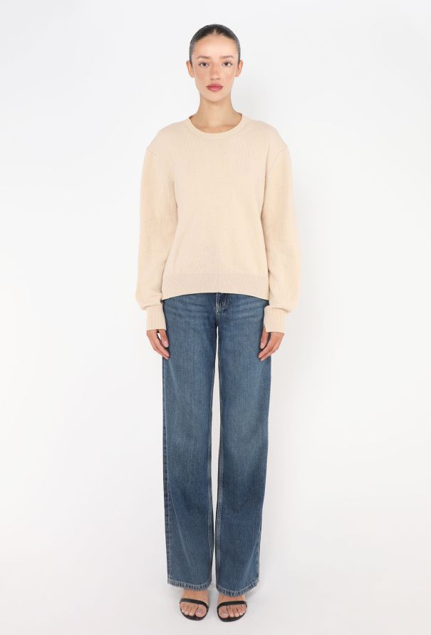 Céline Beige Cashmere Knit Triomphe Sweater - 2