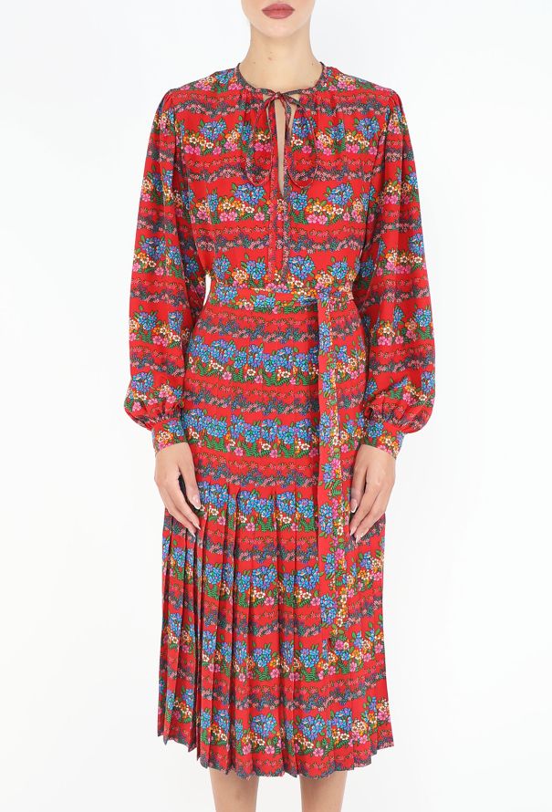 Saint Laurent RARE 1973 Floral Silk Ensemble - 5