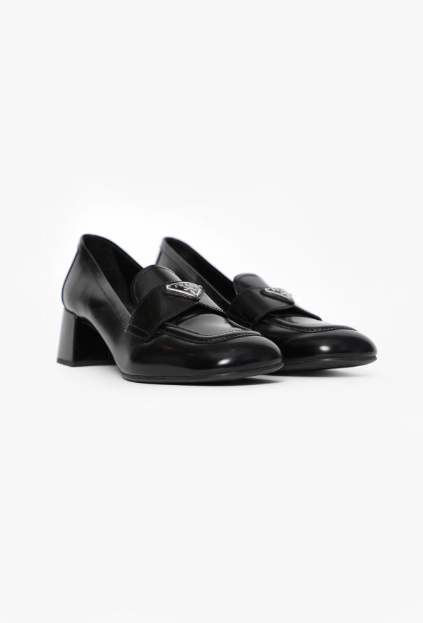 Prada Brushed Leather Loafer Pumps - 3