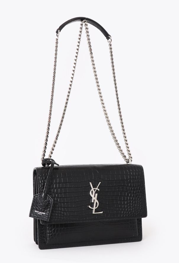 Saint Laurent Medium Croco Embossed Sunset Bag - 3