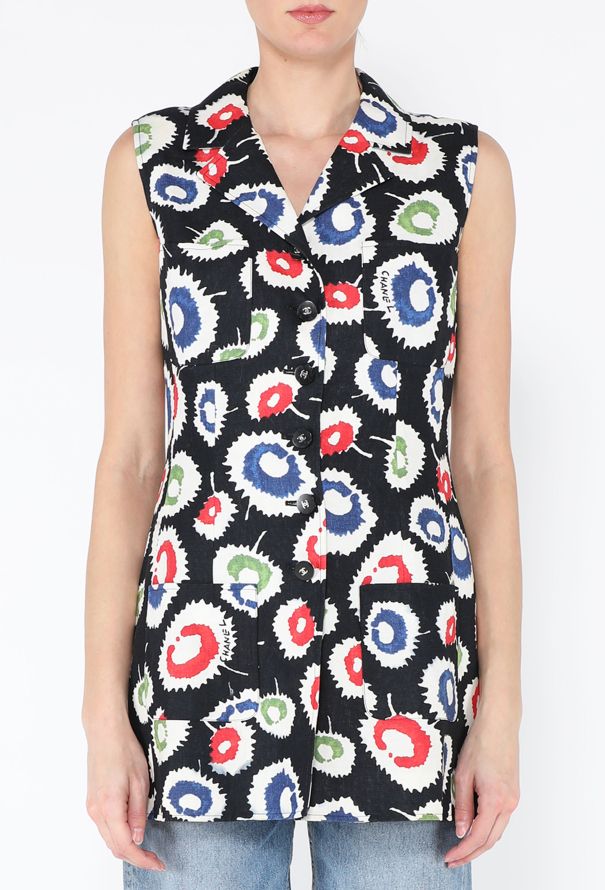 Chanel 1997 Floral Printed Linen Vest - 1