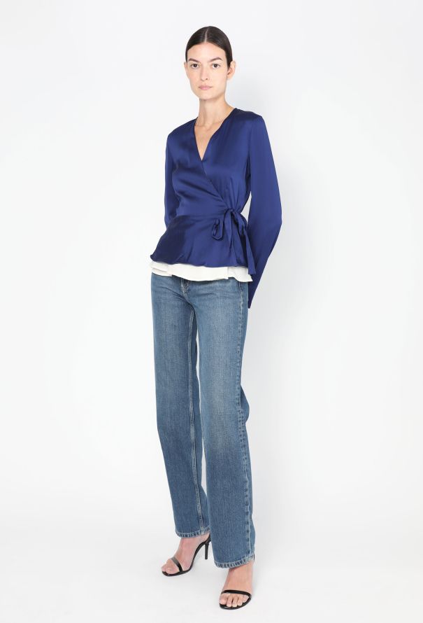 Céline Charmeuse Silk Wrap Blouse - 3 Céline Charmeuse Silk Wrap Blouse - 3