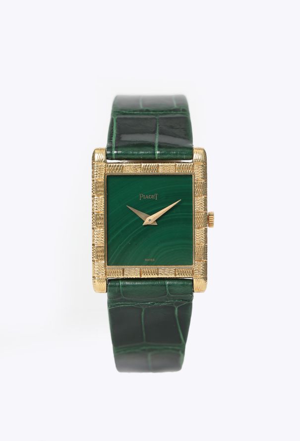 Piaget RARE '70s 18K Yellow Gold & Malachite Tank Watch - 1