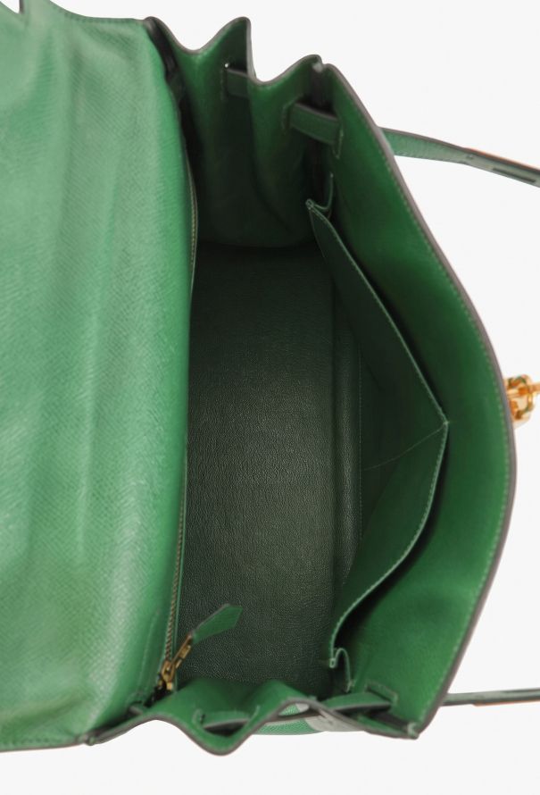Hermès Vert Bengale Courchevel Kelly Retourné 32, 1989 - 13